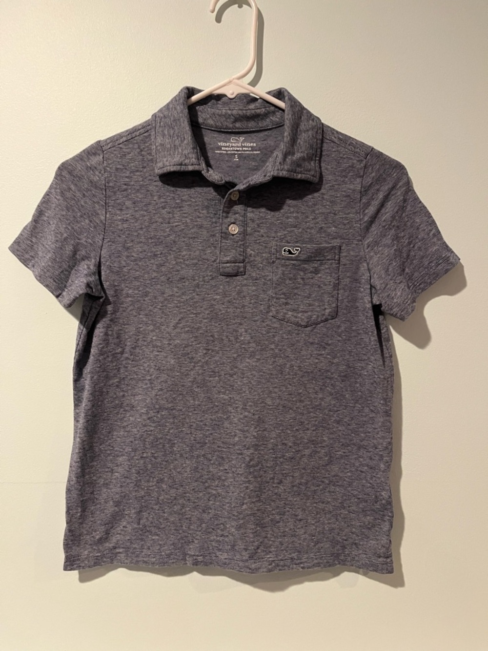 Vineyard Vines Boys Edgartown Polo Navy Heather Short-Sleeve Preppy, Size S
